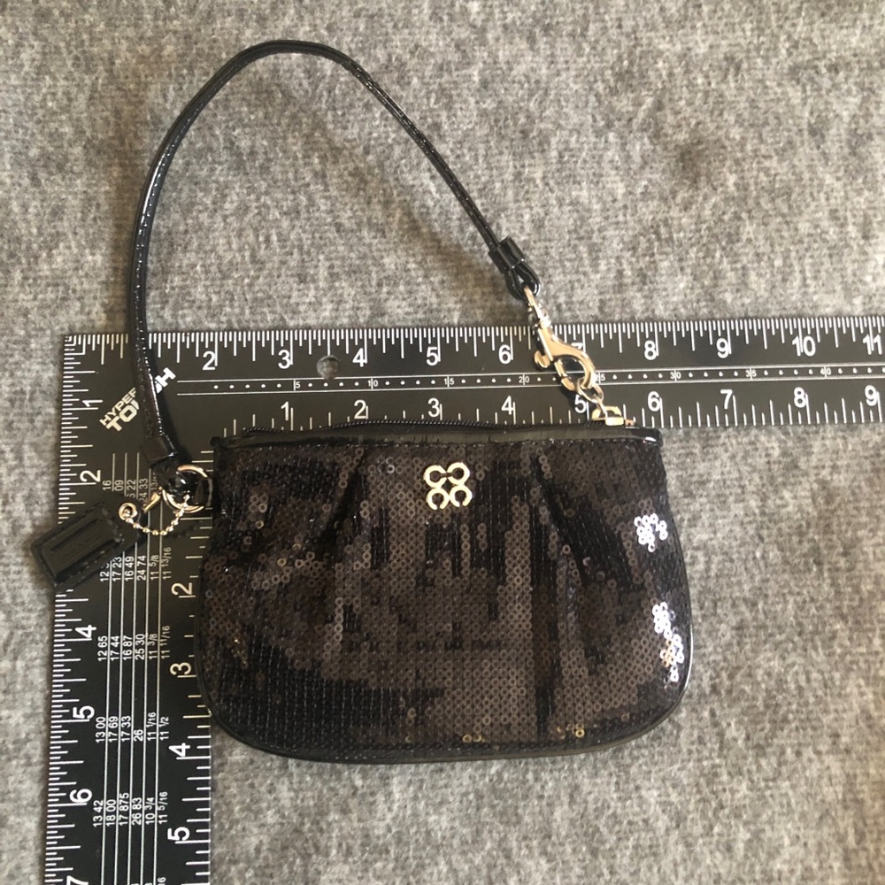 Coach Black Sequin Wristlet with Silver Hardware - Picture 9 of 15